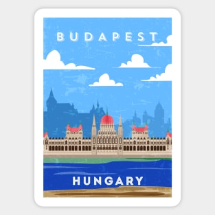 Budapest, Hungary. Retro travel minimalist poster Sticker